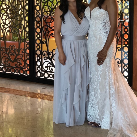 Chiffon Dress with Cascading Skirt - Picture 2 of 2